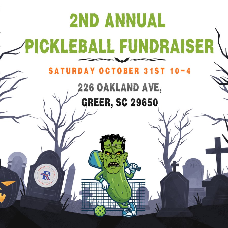 2nd Annual Pickleball Fundraiser — Saturday, October 31st, 10am-4pm, 226 Oakland Ave, Greer, SC 29650